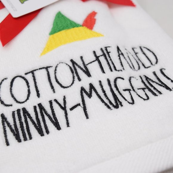 Rae Dunn Elf Cotton Headed Ninny Muggins Hand Towels Set of 2 New Cotton White - Picture 10 of 13